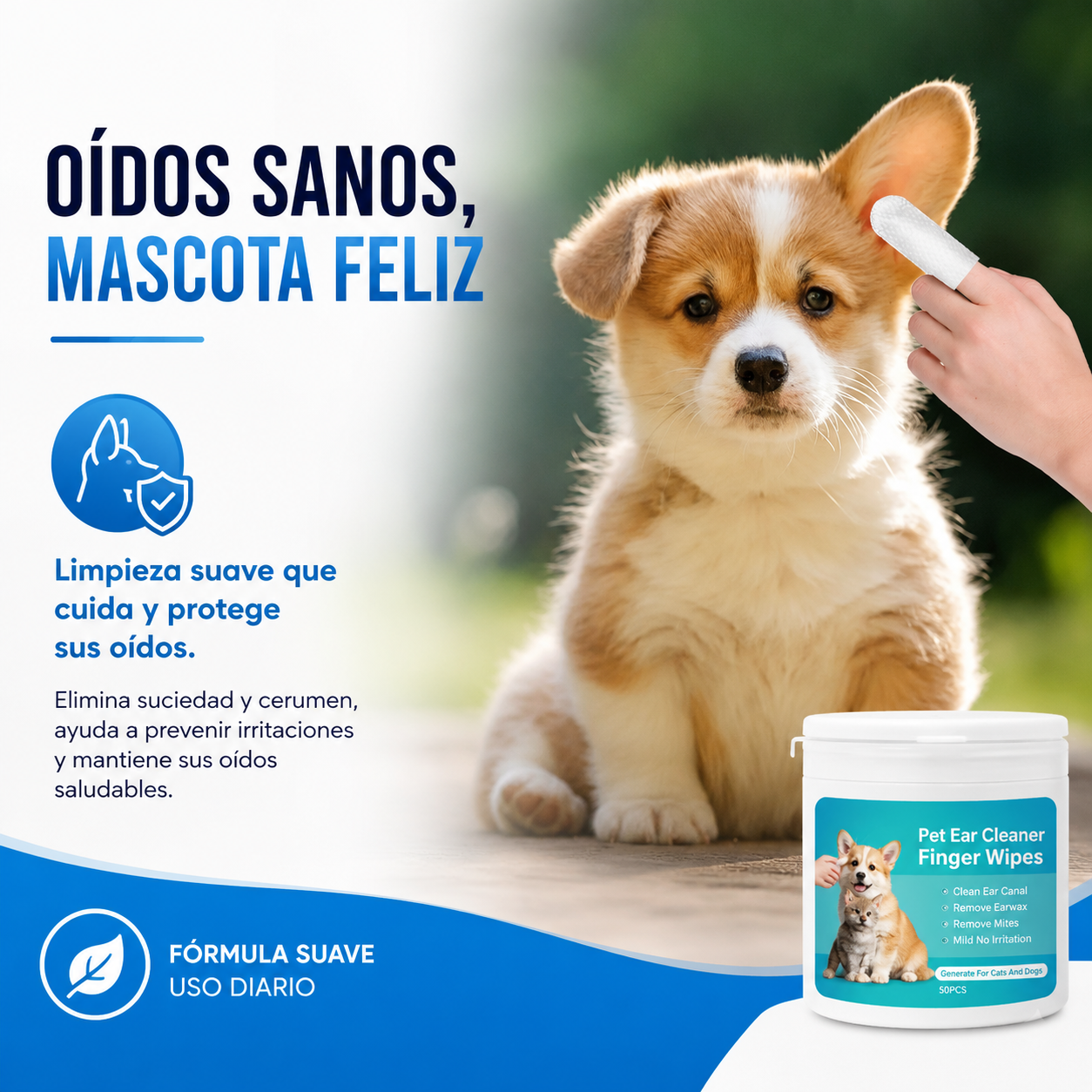 Toallitas Limpiadoras de Oídos para Perros y Gatos