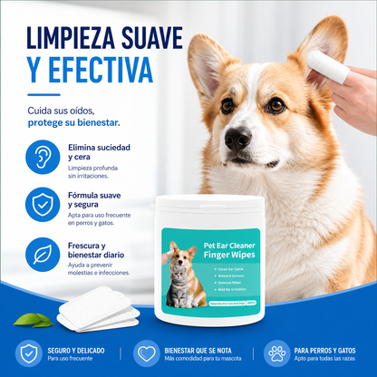 Toallitas Limpiadoras de Oídos para Perros y Gatos
