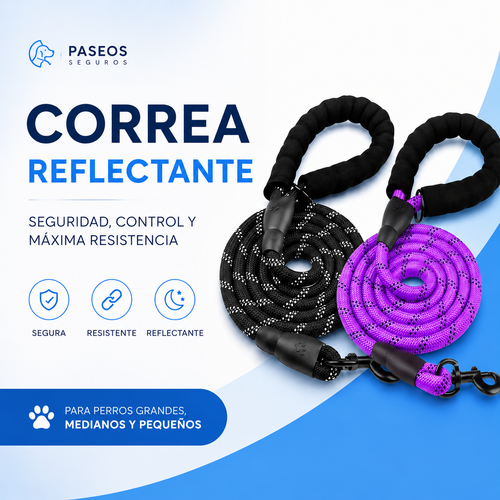 Correa Reflectante para Perros – Fuerte, Cómoda y Duradera