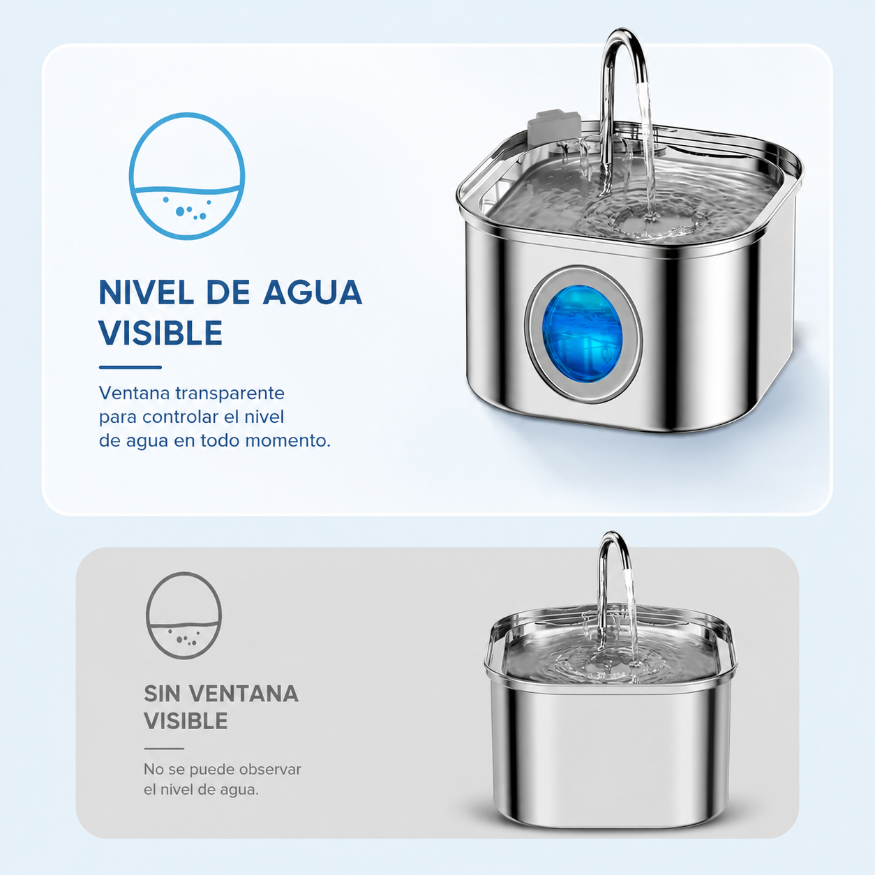 Alimentador de agua de acero inoxidable de 3,2L