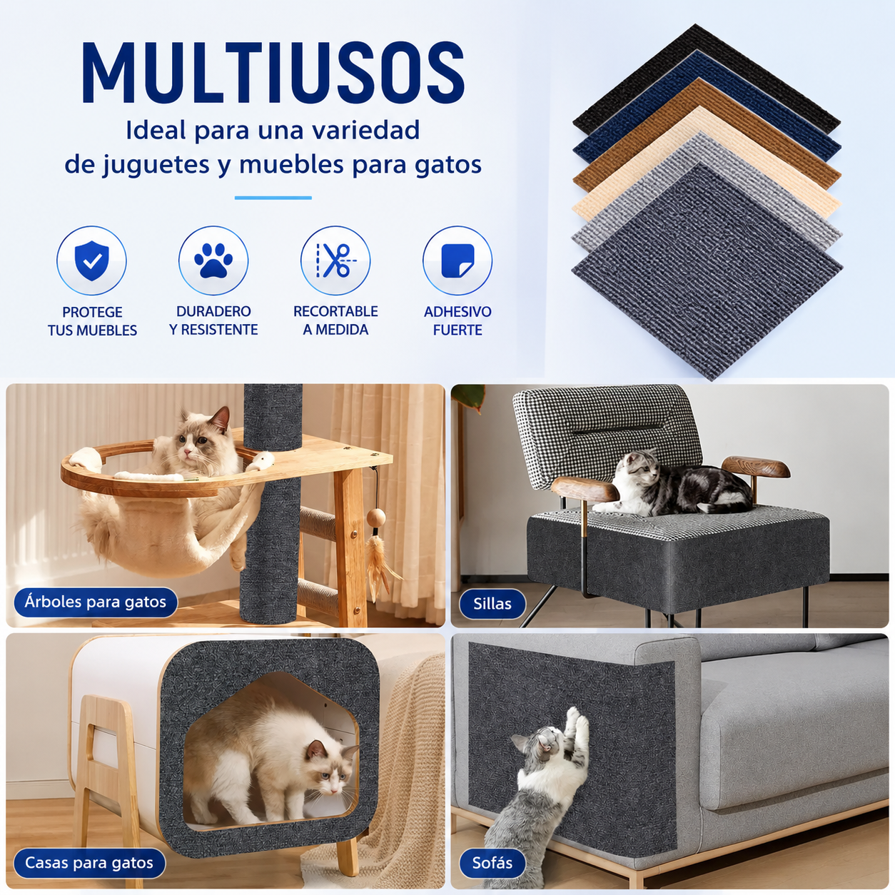 Alfombra Rascadora Adhesiva Restora para Gatos (Recortable DIY)