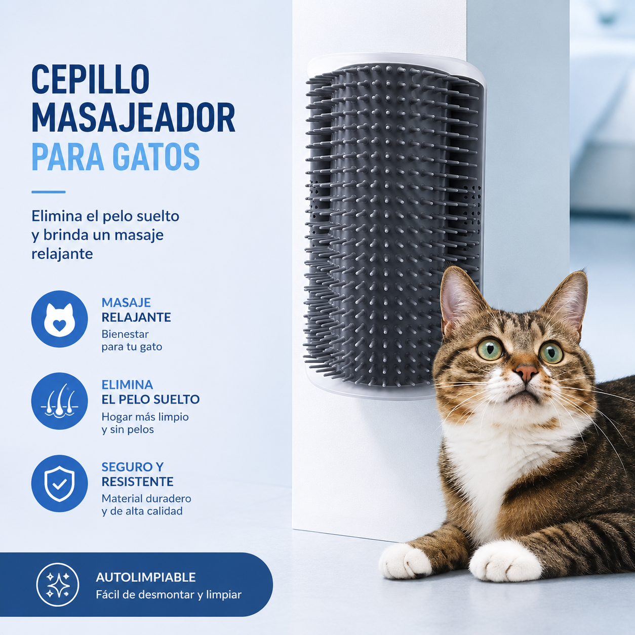 Peine Masajeador para Gatos – Reduce el Pelo Suelto