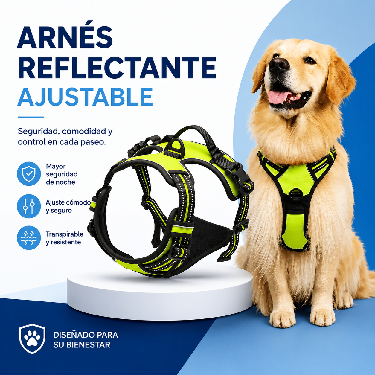 Arnés Reflectante para Perros con Correa – Ajustable y Transpirable