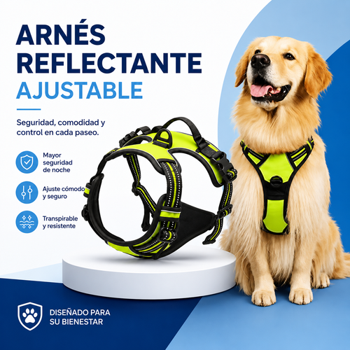 Arnés Reflectante para Perros con Correa – Ajustable y Transpirable