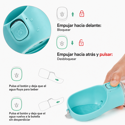 Botella de Agua Portátil para Perros con Bebedero