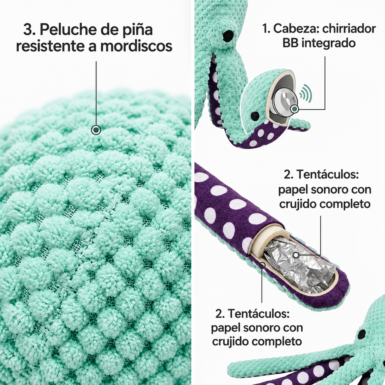 Juguete para Perro con Sonido de Pulpo