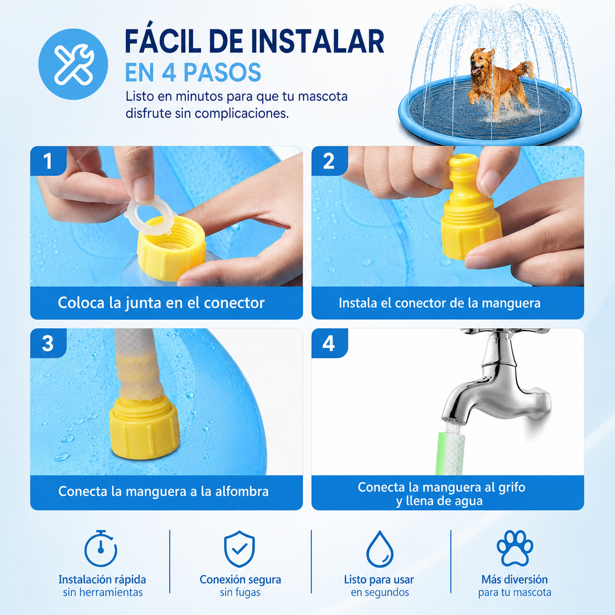 Piscina Refrescante para Mascotas con Rociador de Agua