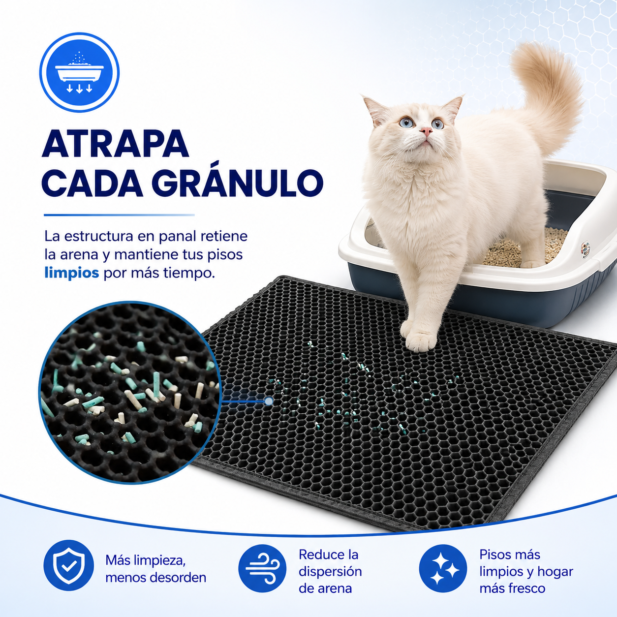 Alfombra Recoge Arena Impermeable para Gatos