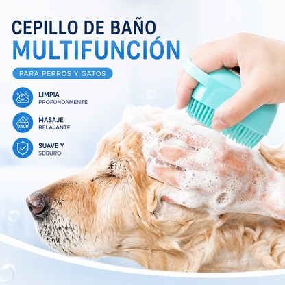 Cepillo de Baño con Dispensador de Champú para Mascotas