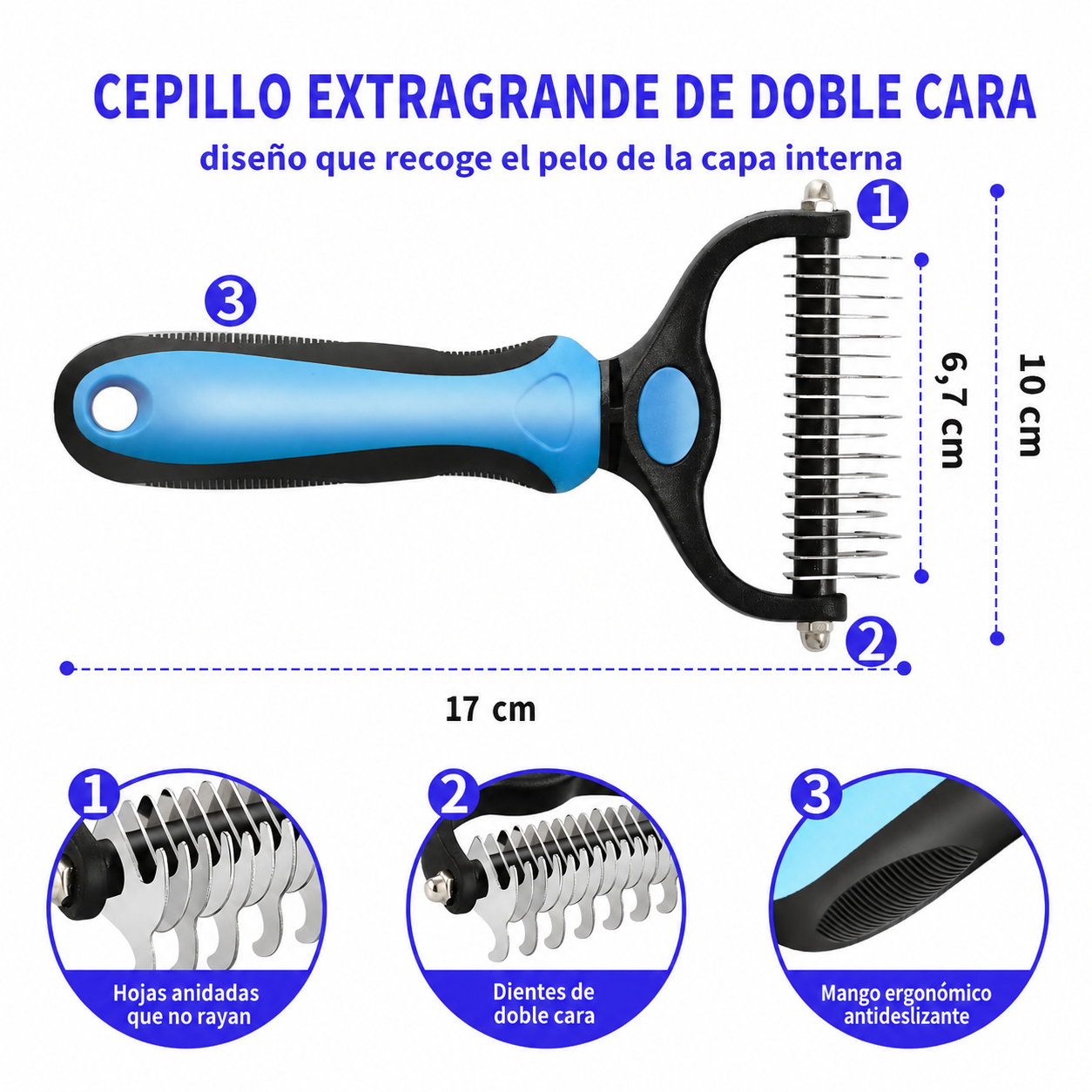 Cepillo Quitapelos para Mascotas – Elimina Nudos y Pelo Suelto