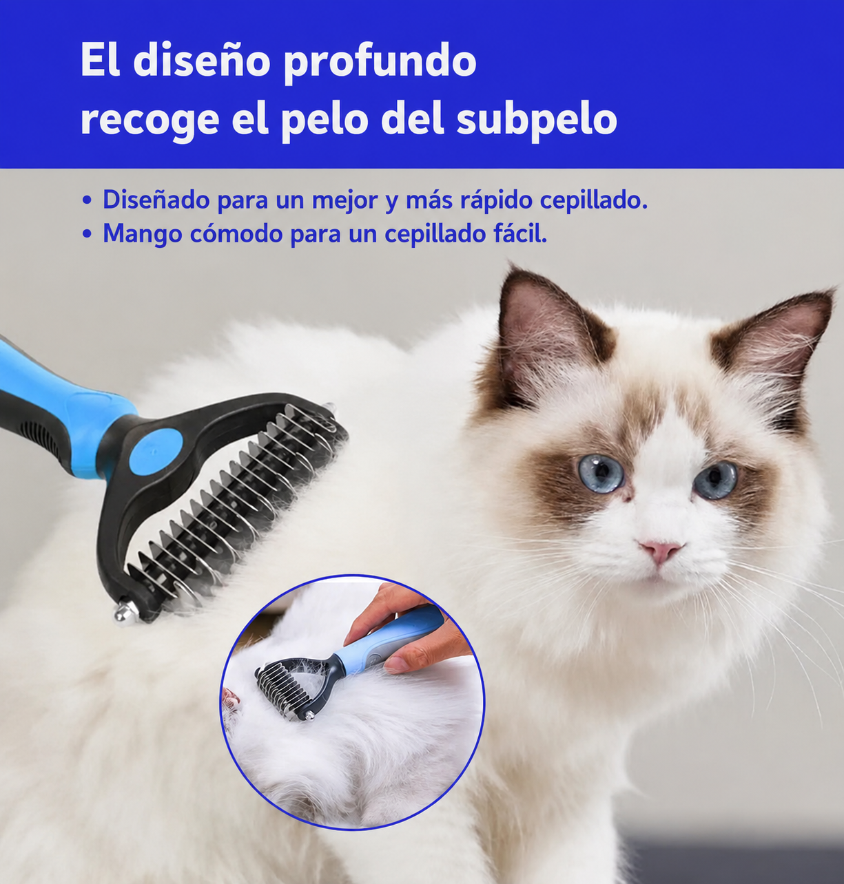 Cepillo Quitapelos para Mascotas – Elimina Nudos y Pelo Suelto