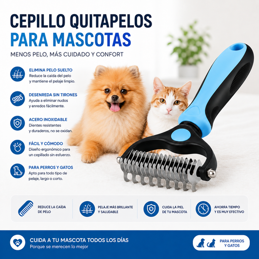 Cepillo Quitapelos para Mascotas – Elimina Nudos y Pelo Suelto