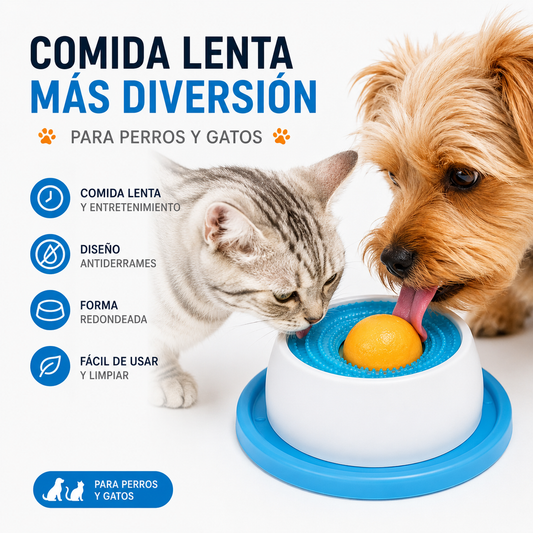 Juguete de Comida Lenta para Mascotas – Antiderrames y Entretenimiento