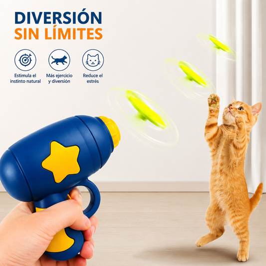 Pistola Lanza Discos Interactiva para Gatos