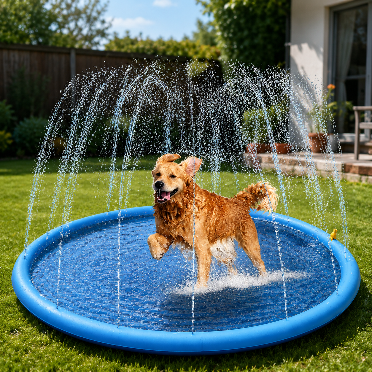 Piscina Refrescante para Mascotas con Rociador de Agua