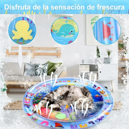 Alfombra Sensorial de Agua para Gatos – Juego y Frescor con Diseño Océano