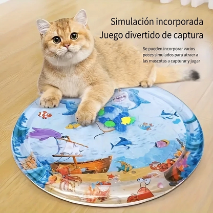 Alfombra Sensorial de Agua para Gatos – Juego y Frescor con Diseño Océano