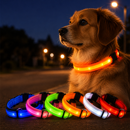 Collar LED para Perros – Seguridad Nocturna Luminoso y Ajustable
