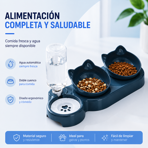 Comedero Ergonómico 3 en 1 para Gatos