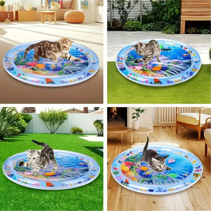 Alfombra Sensorial de Agua para Gatos – Juego y Frescor con Diseño Océano