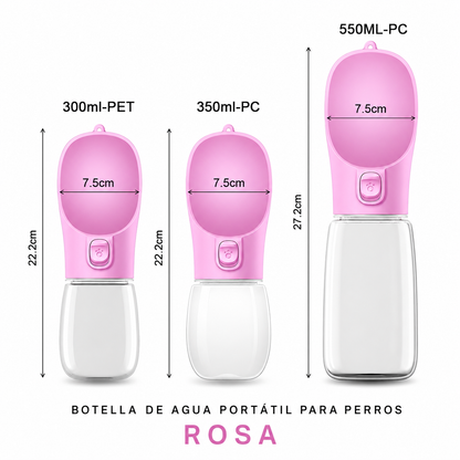 Botella de Agua Portátil para Perros con Bebedero